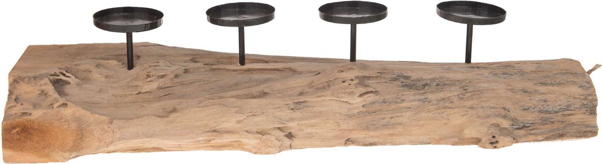 Natural Collections - Teak stronk - 4 kaarsenhouders - 70 x 20 x 16 cm