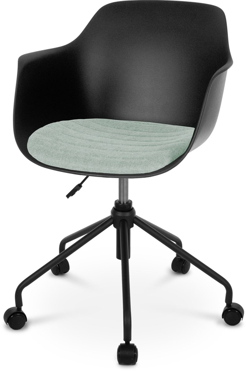 Nolon Nout bureaustoel met armleuningen en zacht groen zitkussen - Zwart