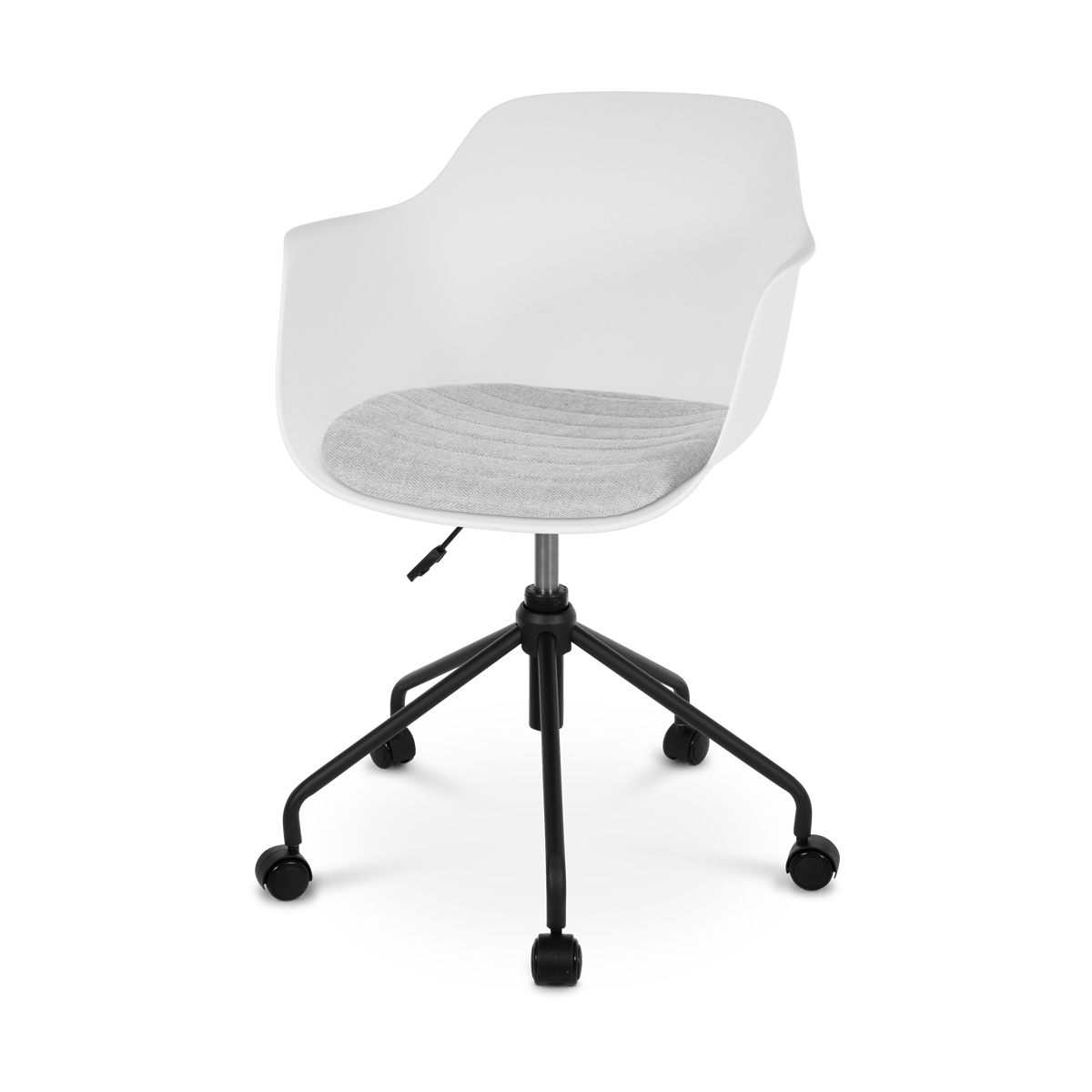 Nolon Nout bureaustoel wit met armleuningen en grijs zitkussen - zwart