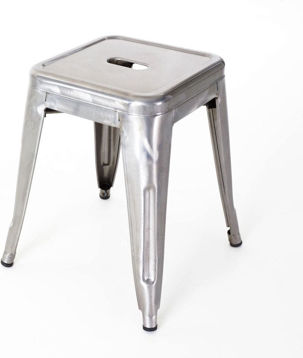 Legend Metalen krukje industrieel metaal - 45 cm - Grijs