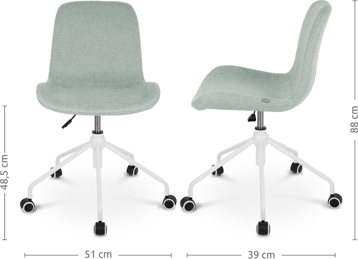 Nolon Nout bureaustoel zacht - wit onderstel - Groen