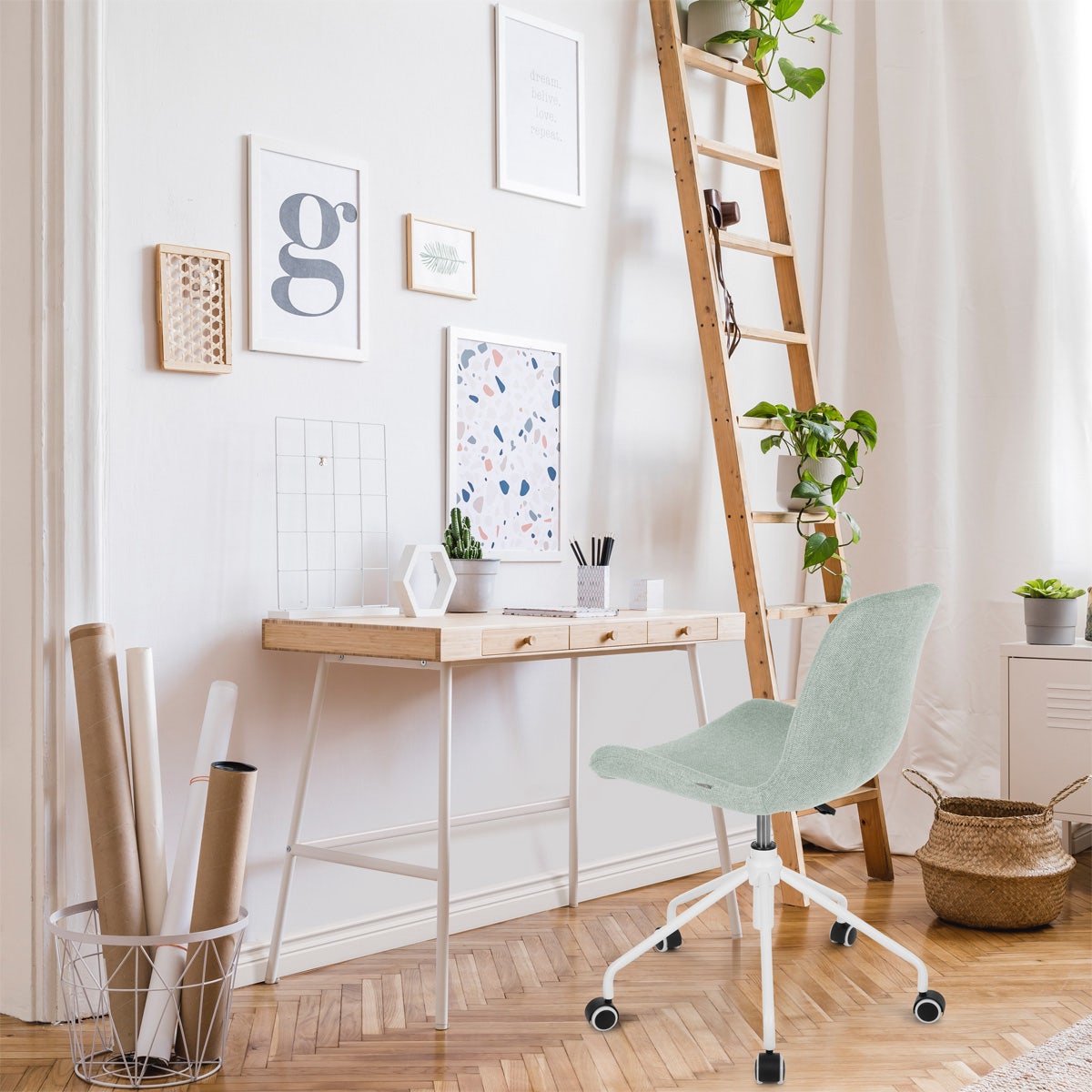 Nolon Nout bureaustoel zacht - wit onderstel - Groen