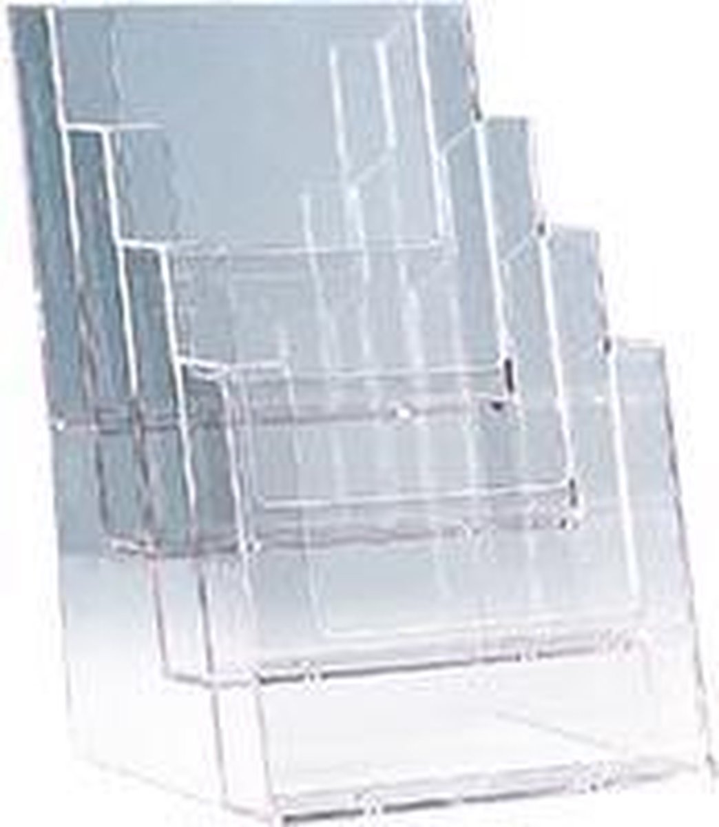 Helit H2352202 Folderhouder Glas (helder) DIN A5 staand Aantal vakken 4 1 stuk(s) (b x h x d) 165 x 257 x 175 mm