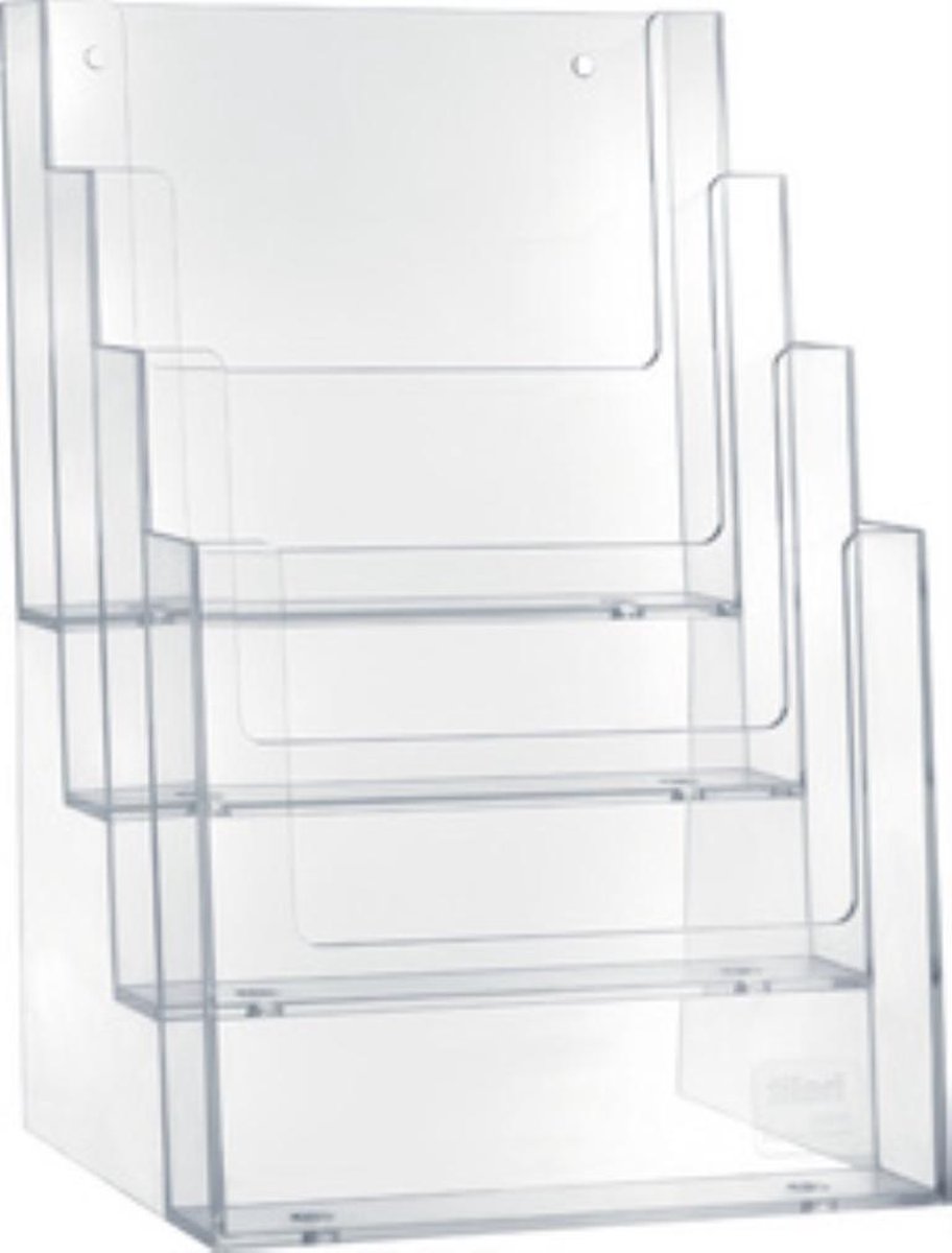 Helit H2352202 Folderhouder Glas (helder) DIN A5 staand Aantal vakken 4 1 stuk(s) (b x h x d) 165 x 257 x 175 mm