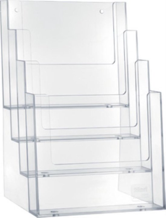 Helit H2352202 Folderhouder Glas (helder) DIN A5 staand Aantal vakken 4 1 stuk(s) (b x h x d) 165 x 257 x 175 mm