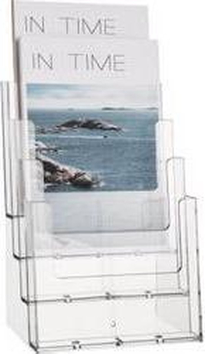 Helit H2352202 Folderhouder Glas (helder) DIN A5 staand Aantal vakken 4 1 stuk(s) (b x h x d) 165 x 257 x 175 mm