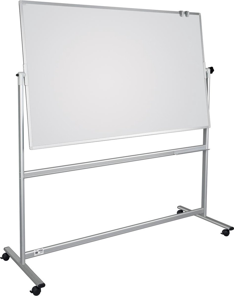 Dahle Mobiel whiteboard (b x h) 100 cm x 150 cm gelakt Draaibaar, Aan beide zijden te gebruiken, Incl. opbergbakje, Incl. wielen - Wit