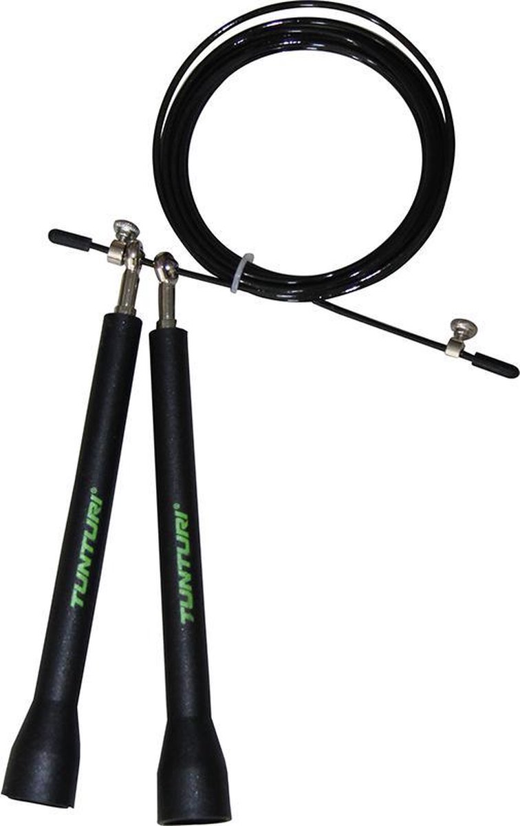 Tunturi Verstelbaar Stalen Springtouw - Kunststof Handvaten - Zwart