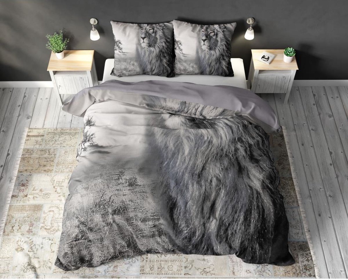 Pure King of Nature Grey Dekbedovertrek 1-persoons (140 x 220 cm + 1 kussensloop) Dekbedovertrek - Grijs