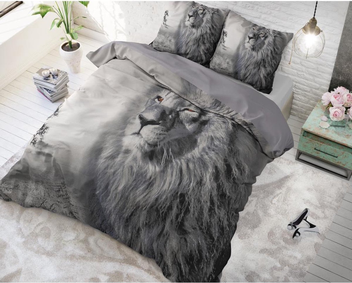 Pure King of Nature Grey Dekbedovertrek 1-persoons (140 x 220 cm + 1 kussensloop) Dekbedovertrek - Grijs