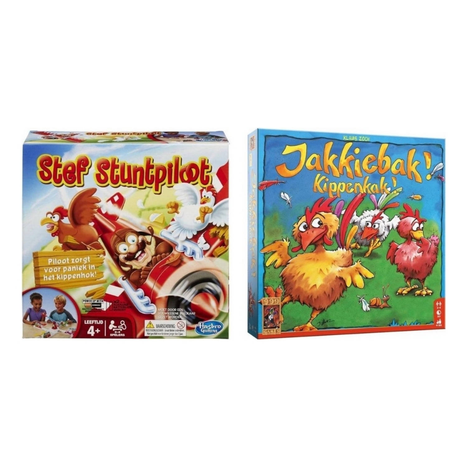 Spellenbundel - 2 Stuks - Stef Stuntpiloot & Jakkiebak! Kippenkak!