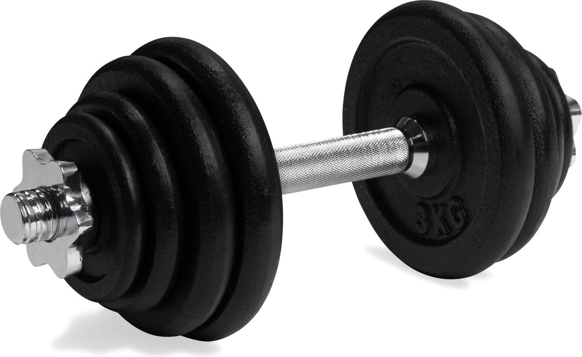 VirtuFit Verstelbare Dumbbellset Pro - Halterset - Gietijzer - 1 x 15 kg - Zwart