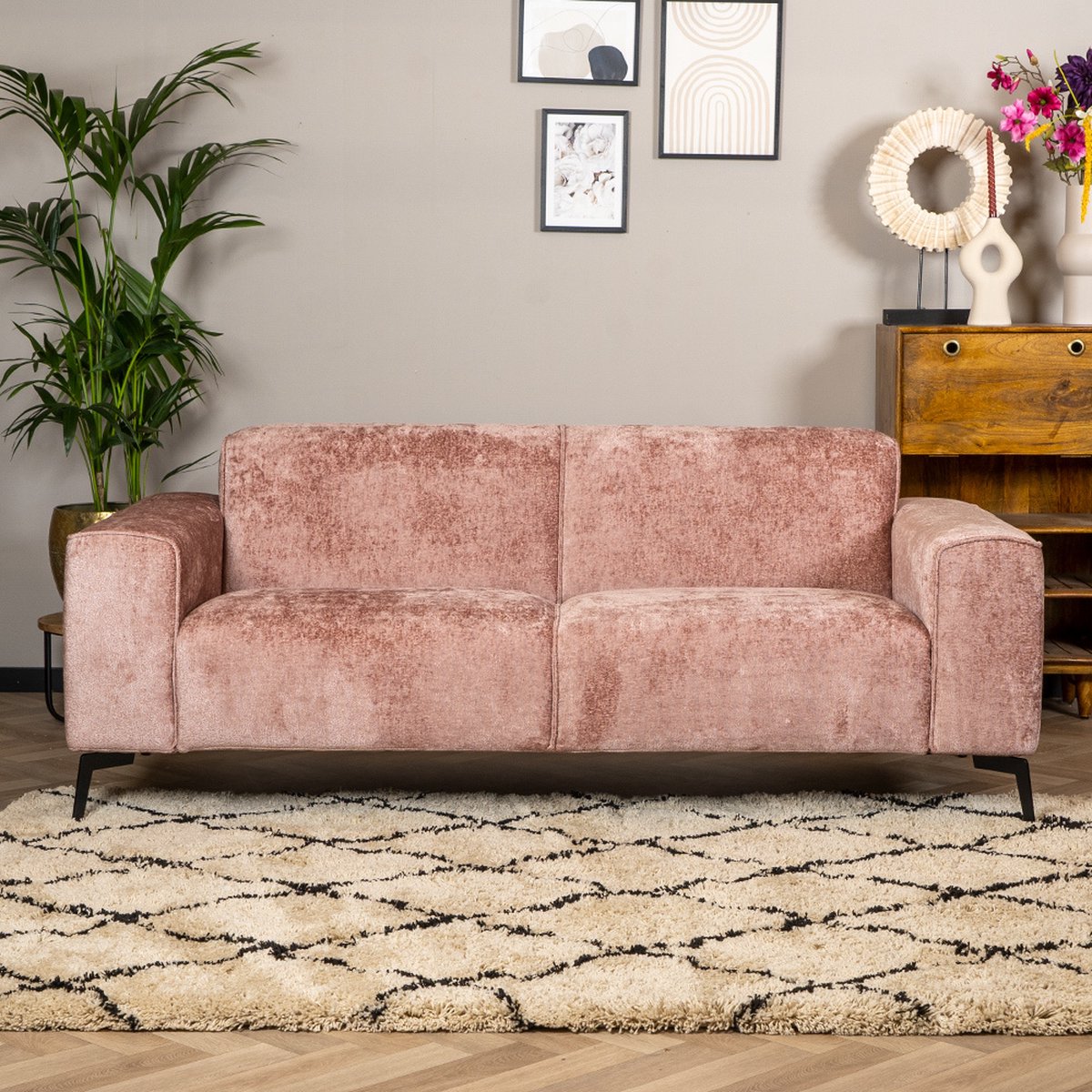 Bronx71 2,5-zits bank Vegas stof chenille - Roze