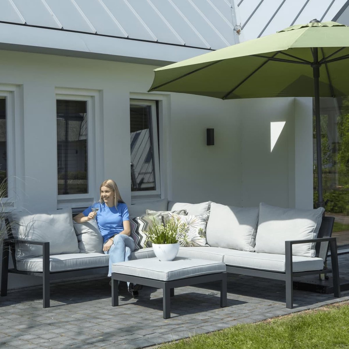 Madison Loungesethoes links 320x255x70 cm - Grijs