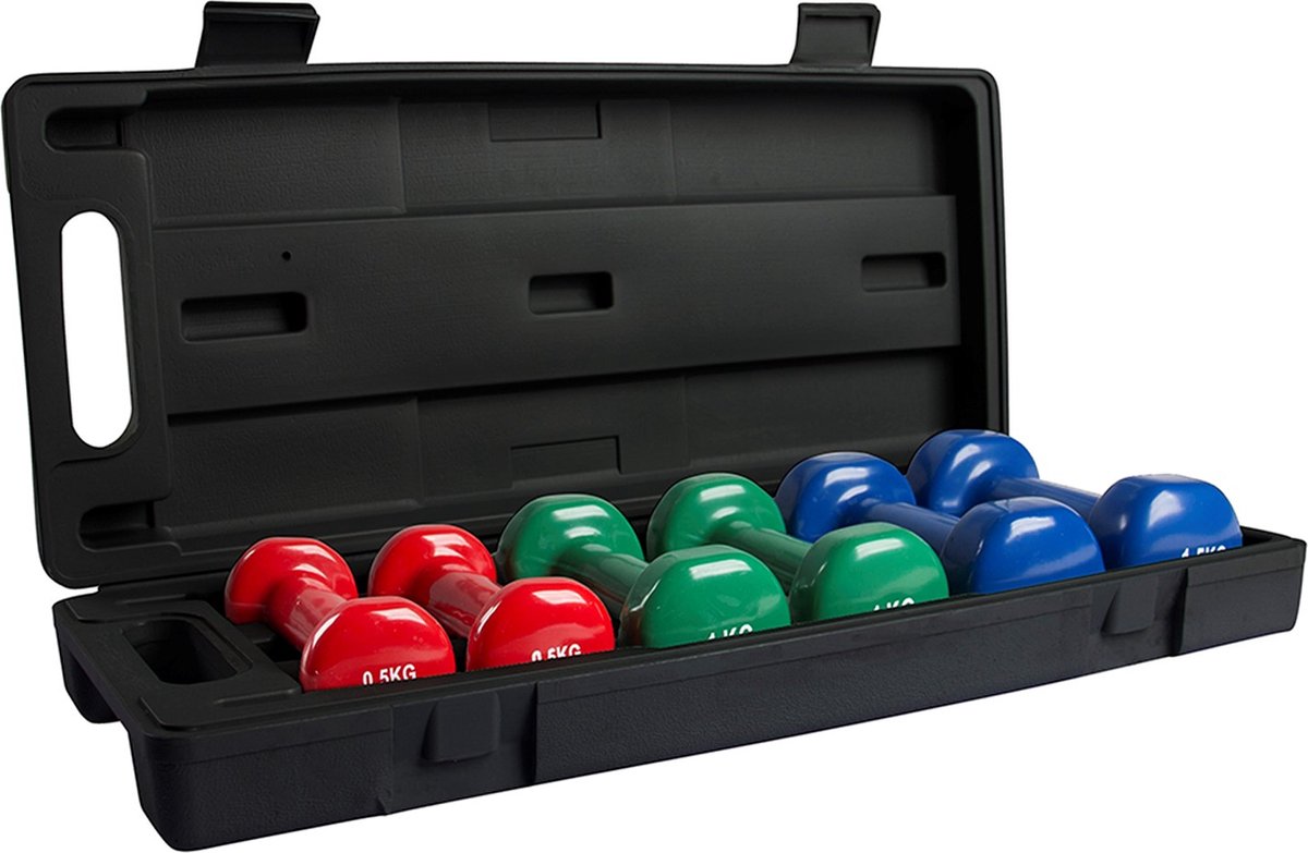 VirtuFit Dumbbellset - Halterset - Vinyl - Met Koffer - Rood