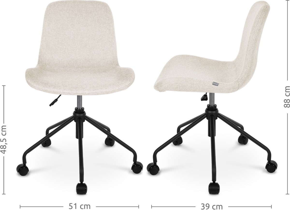 Nolon Nout bureaustoel - zwart onderstel - Beige