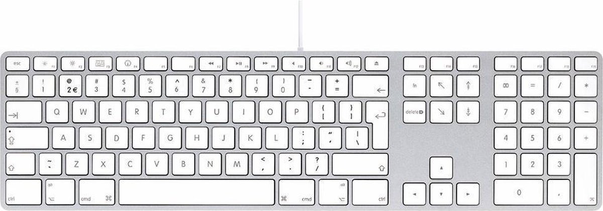 LMP - Aluminium toetsenbord voor Apple iMac met dubbele USB aansluiting en numeriek keyboard - Bedraad - 110 keys - QWERTY indeling (ISO) - Zilver/ - Zwart