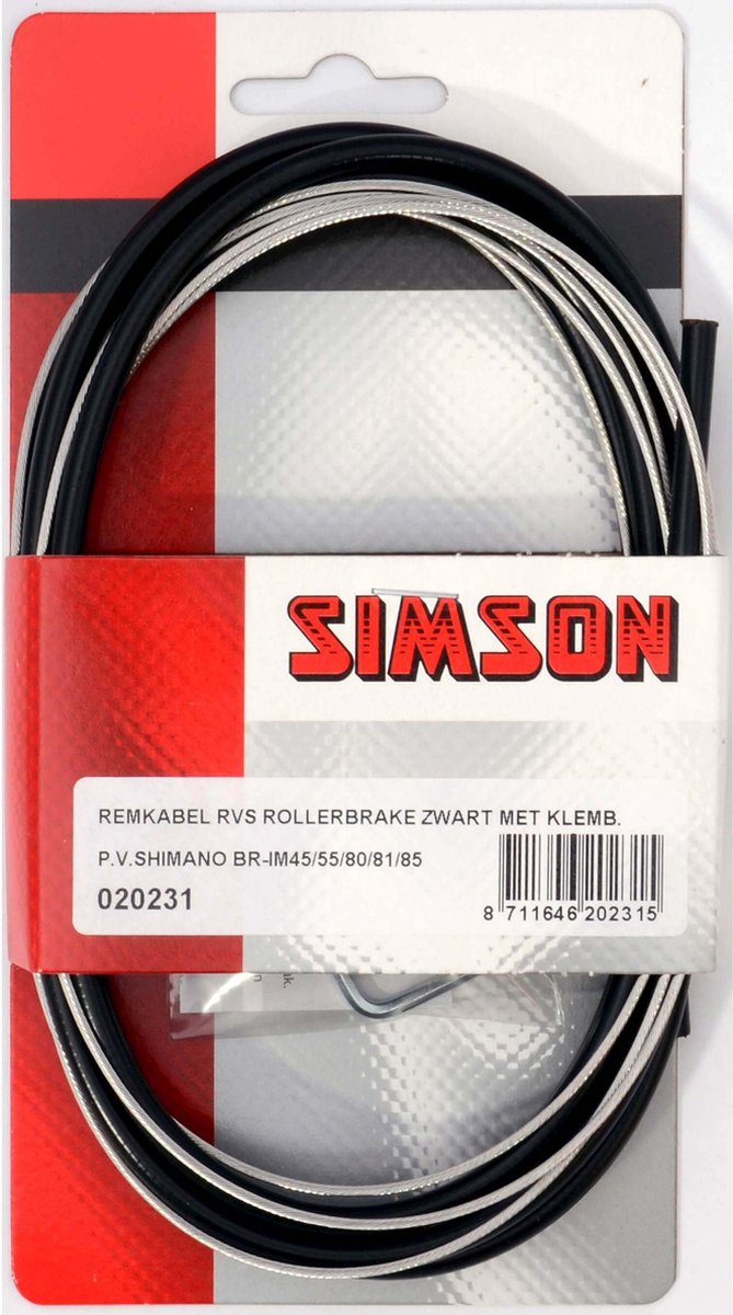 Simson Remkabelset Shimano Rollerbrake RVS zwart - Silver