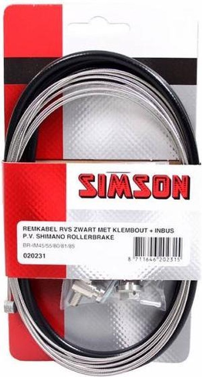 Simson Remkabelset Shimano Rollerbrake RVS zwart - Silver