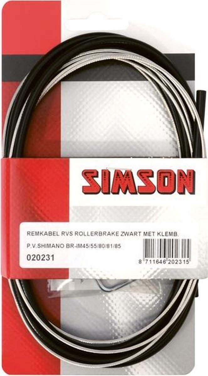 Simson Remkabelset Shimano Rollerbrake RVS zwart - Silver