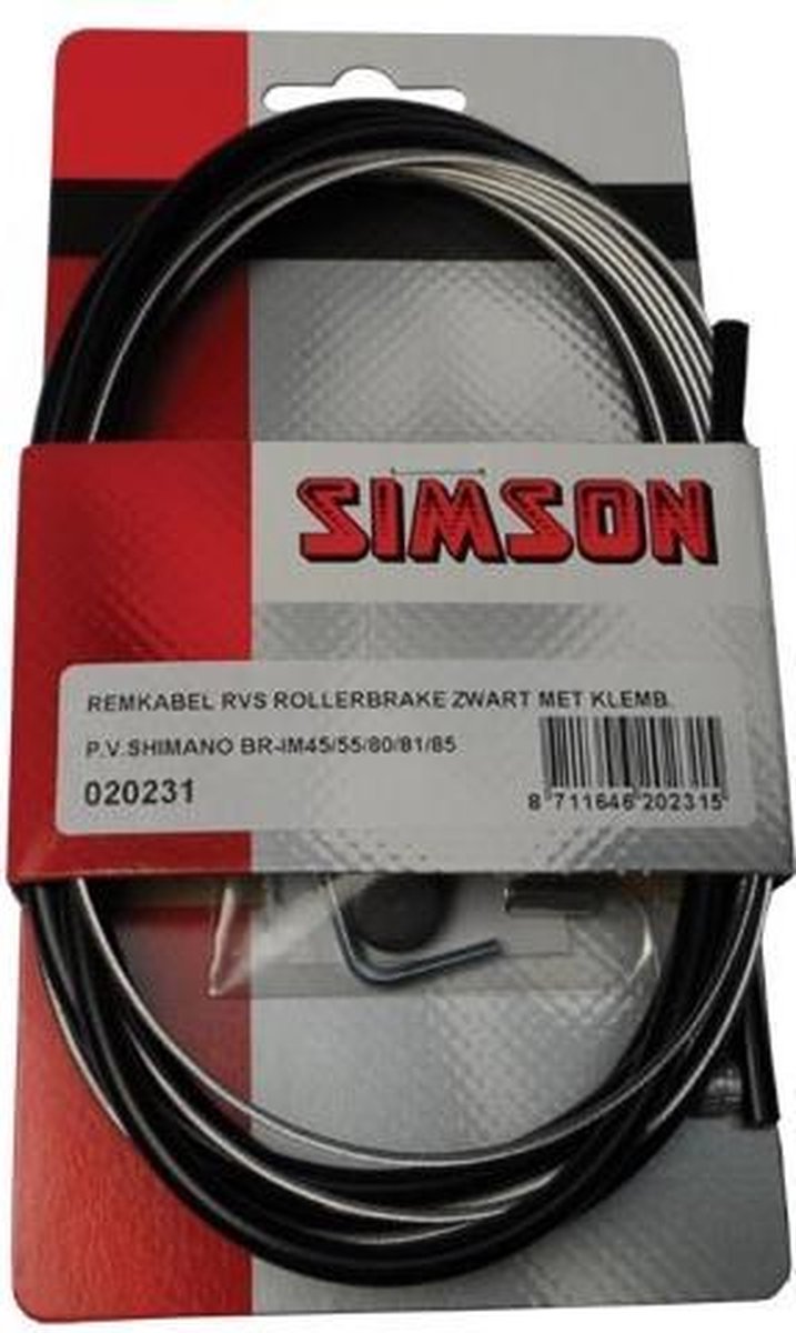Simson Remkabelset Shimano Rollerbrake RVS zwart - Silver