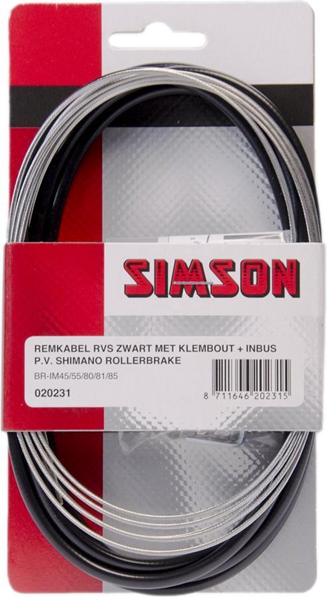 Simson Remkabelset Shimano Rollerbrake RVS zwart - Silver