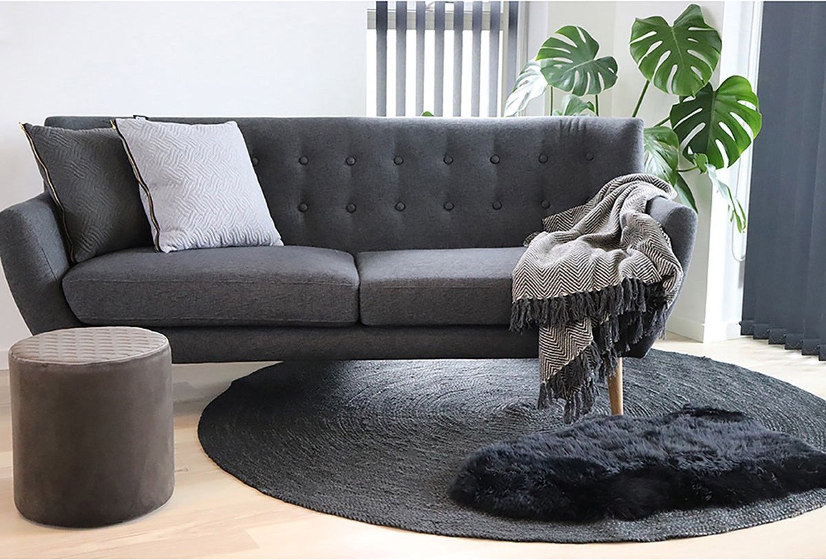 Artichok Jip velvet poef - Ø 34 cm - Grijs