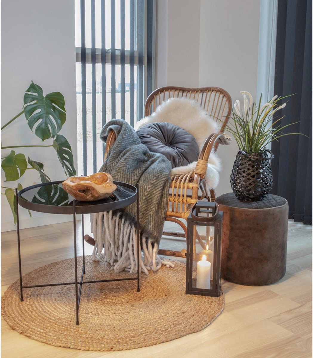 Artichok Jip velvet poef - Ø 34 cm - Grijs