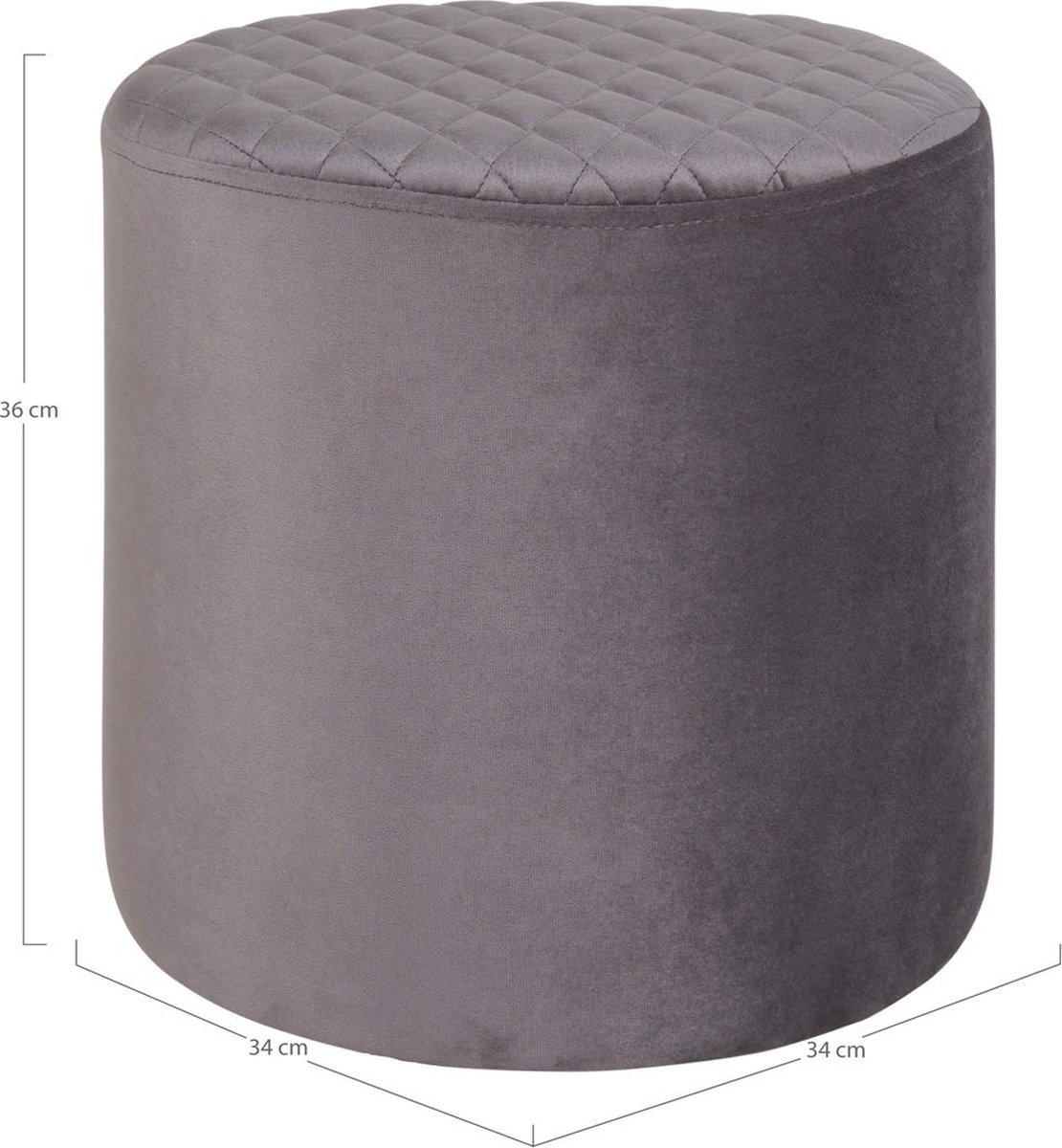 Artichok Jip velvet poef - Ø 34 cm - Grijs