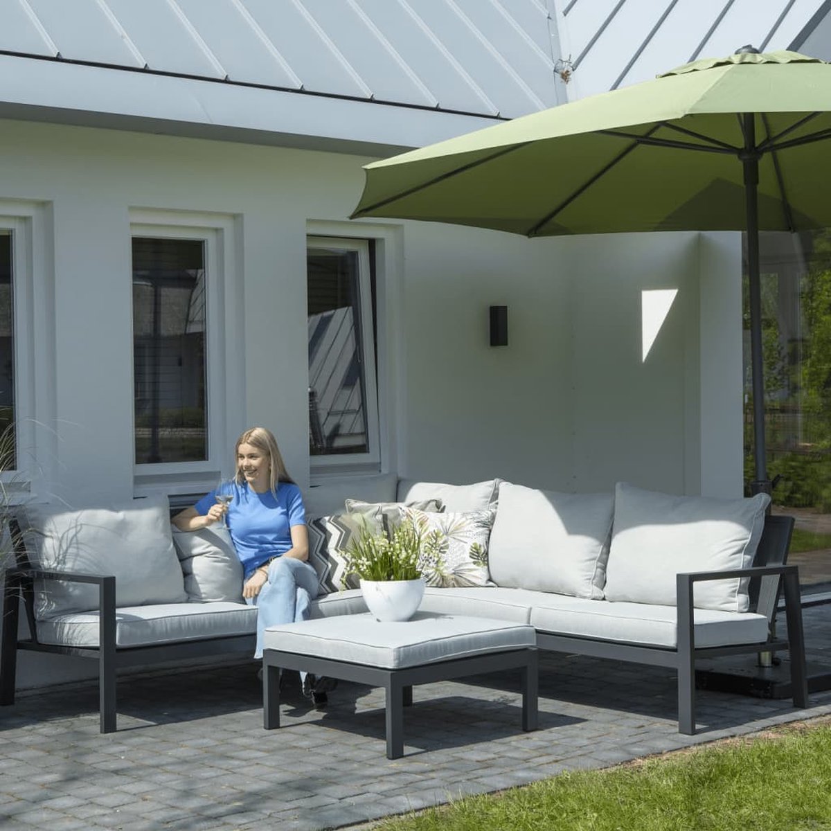 Madison Loungesethoes rechts 270x210x90 cm - Grijs