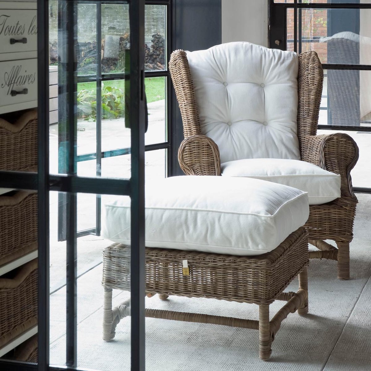Rivièra Maison Riviera Maison Nicolas Wing Chair Footstool - Bruin