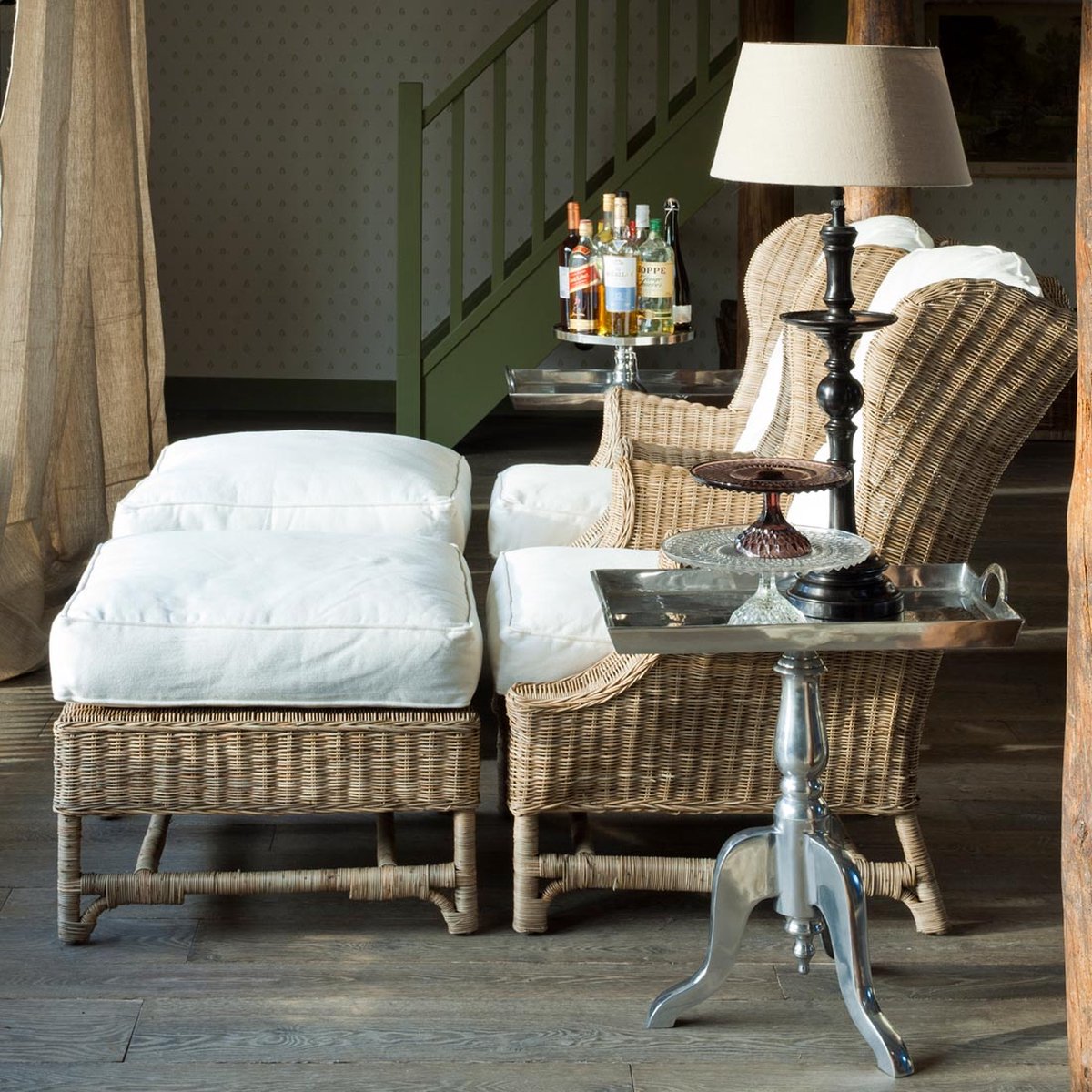 Rivièra Maison Riviera Maison Nicolas Wing Chair Footstool - Bruin