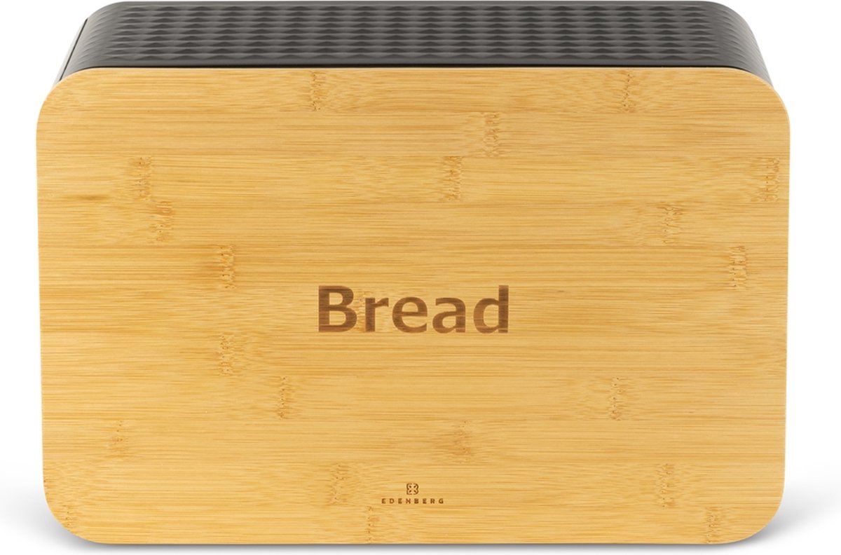 EDENBERG Black Line - 5-delige Set - Broodtrommel met Snijplank + 3x - Zwart