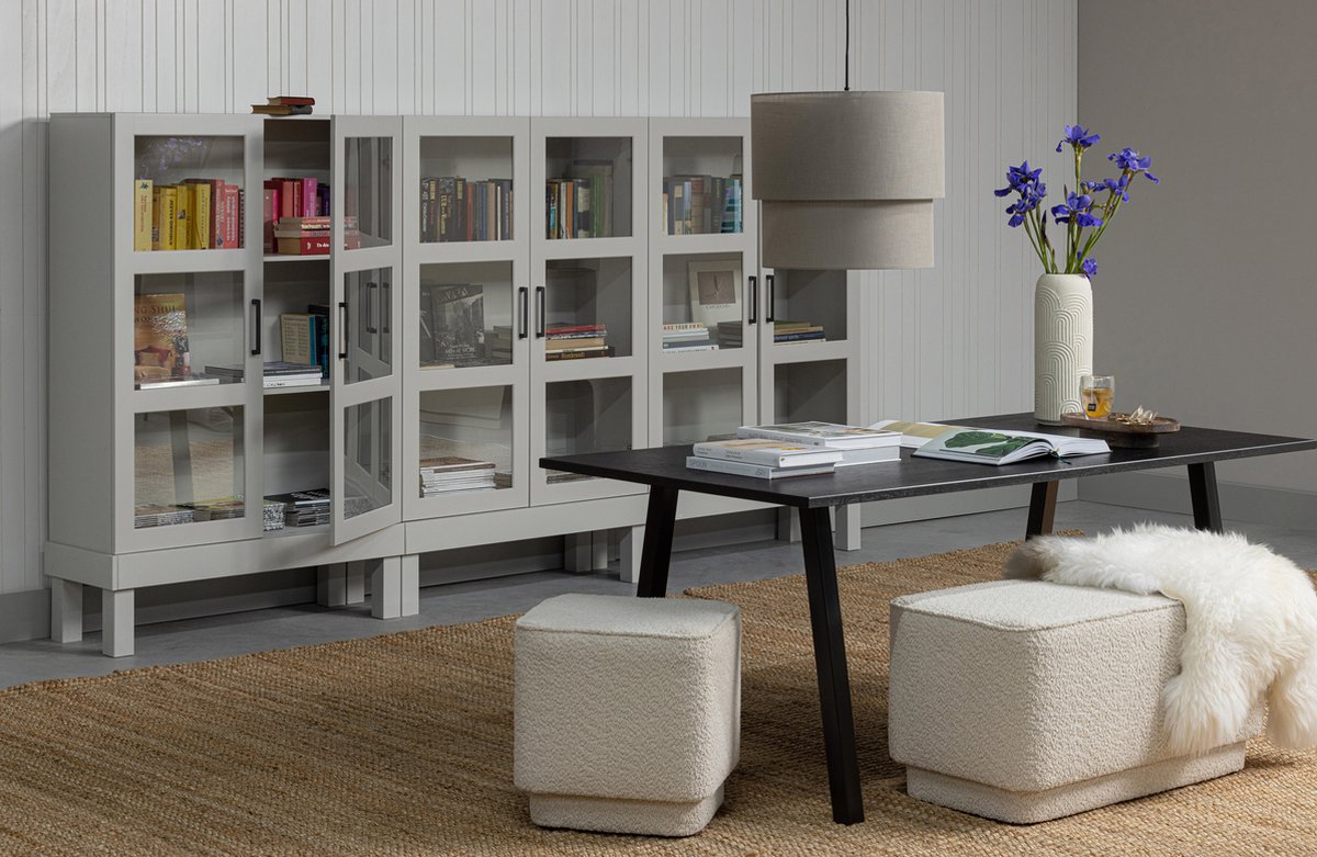 Basiclabel Lus Hocker - Polyester - Off White - 47x42x42