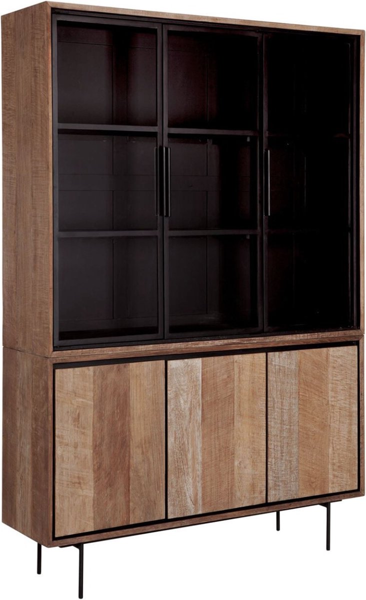 24Designs Metropole Vitrinekast Medium - B140 X D40 X H210 Cm - - Bruin
