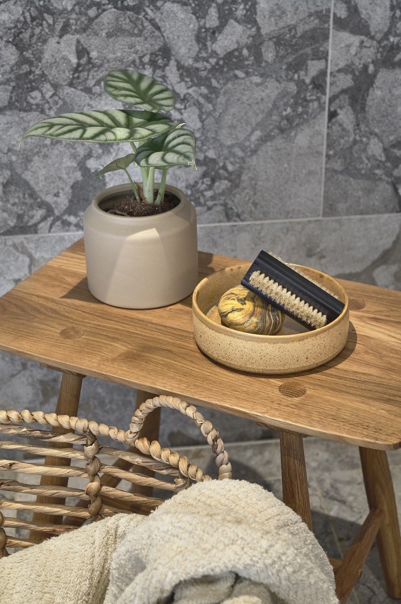 Villa Collection Bodo houten krukje - Bruin