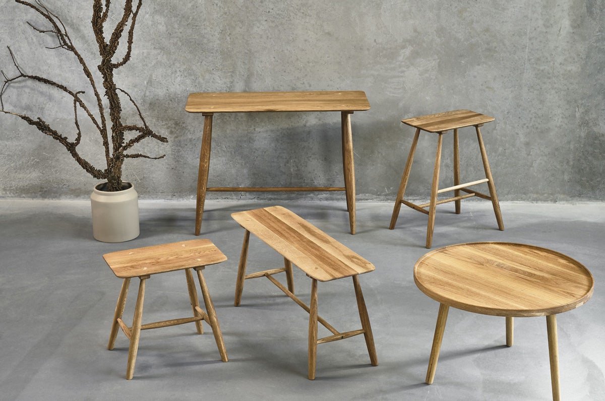 Villa Collection Bodo houten krukje - Bruin