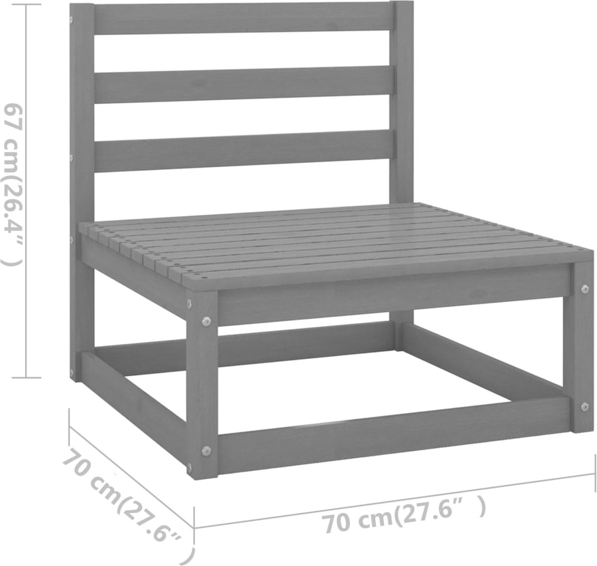 vidaXL Tuinmiddenbank met antracietkleurige kussens grenenhout - Grijs