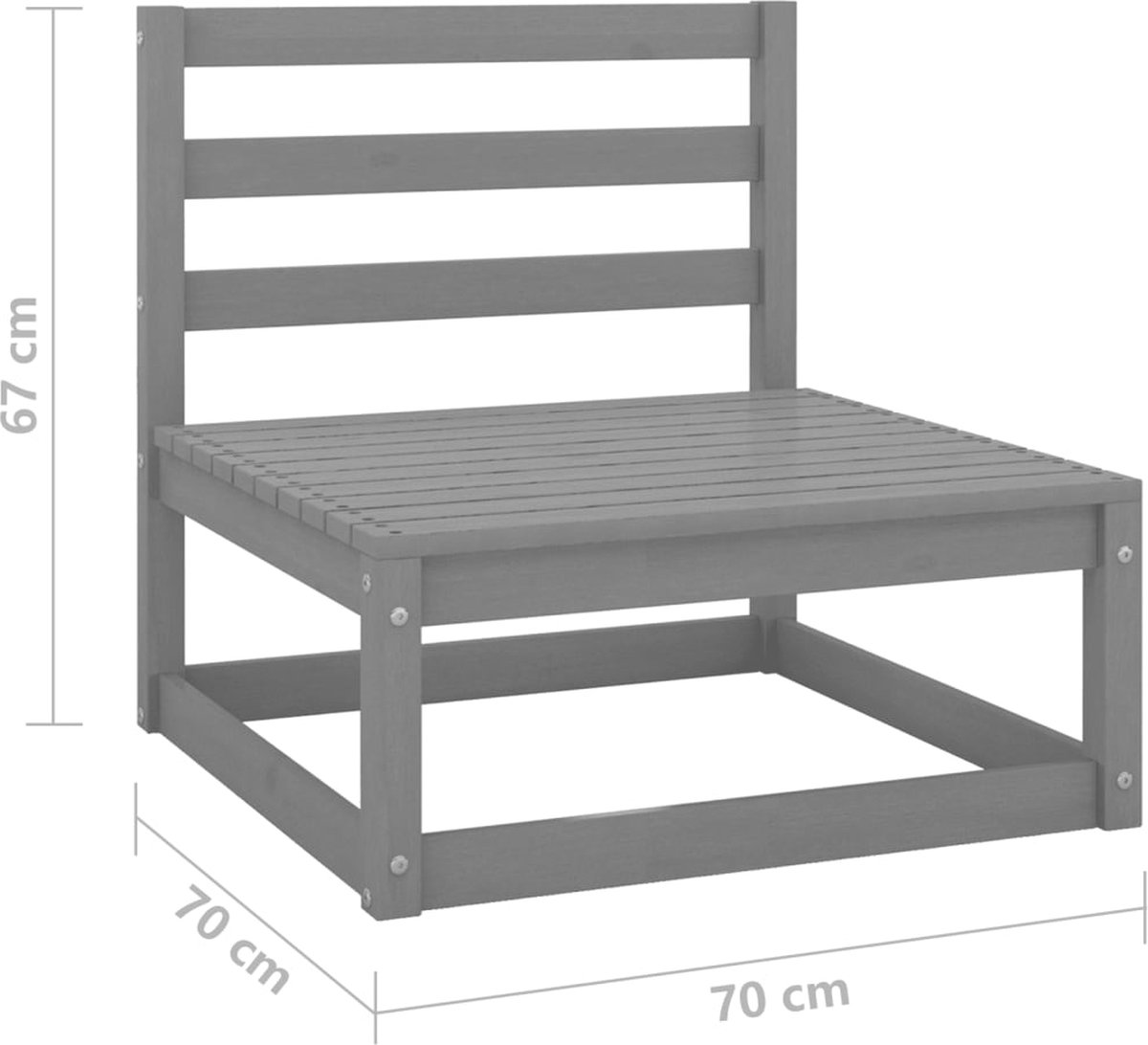 vidaXL Tuinmiddenbank met antracietkleurige kussens grenenhout - Grijs