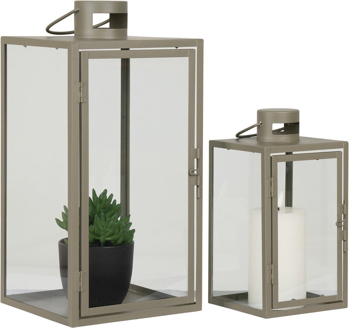 Artichok Ted glazen windlicht - set van 2 - Groen