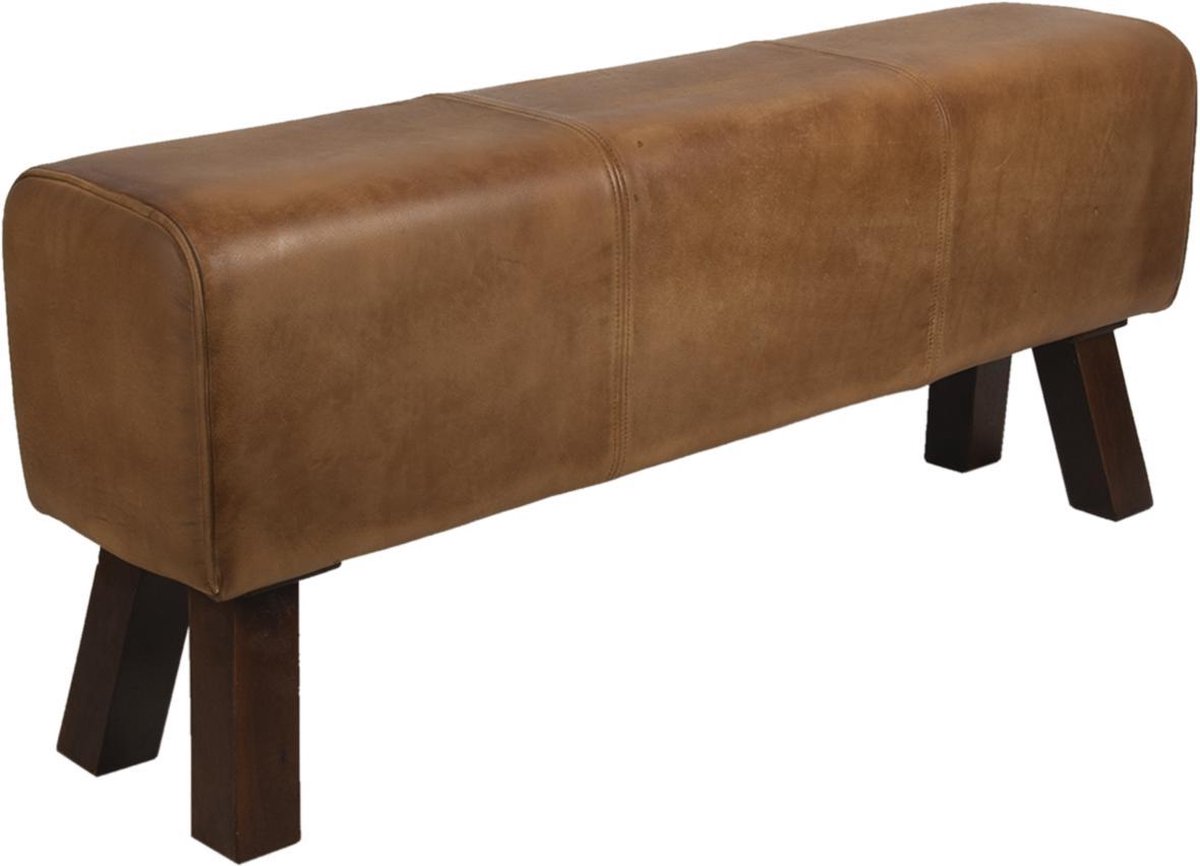 Clayre & Eef Hocker 119x30x53 cm Leder Rechthoek Poef - Bruin