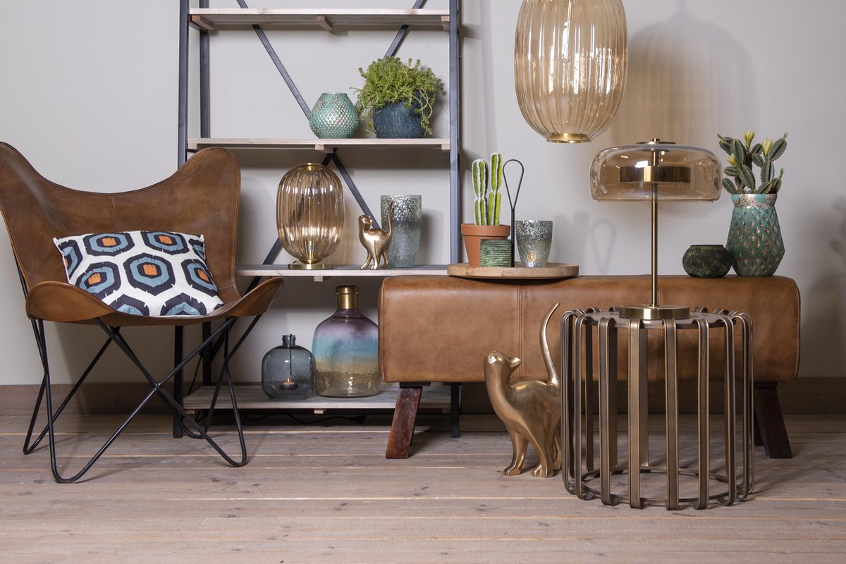 Clayre & Eef Hocker 119x30x53 cm Leder Rechthoek Poef - Bruin