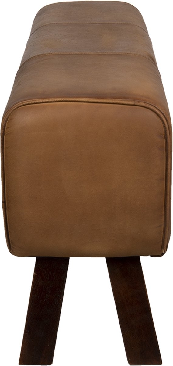Clayre & Eef Hocker 119x30x53 cm Leder Rechthoek Poef - Bruin
