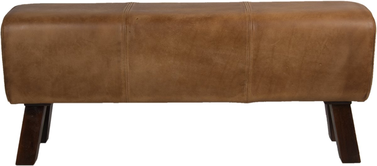 Clayre & Eef Hocker 119x30x53 cm Leder Rechthoek Poef - Bruin