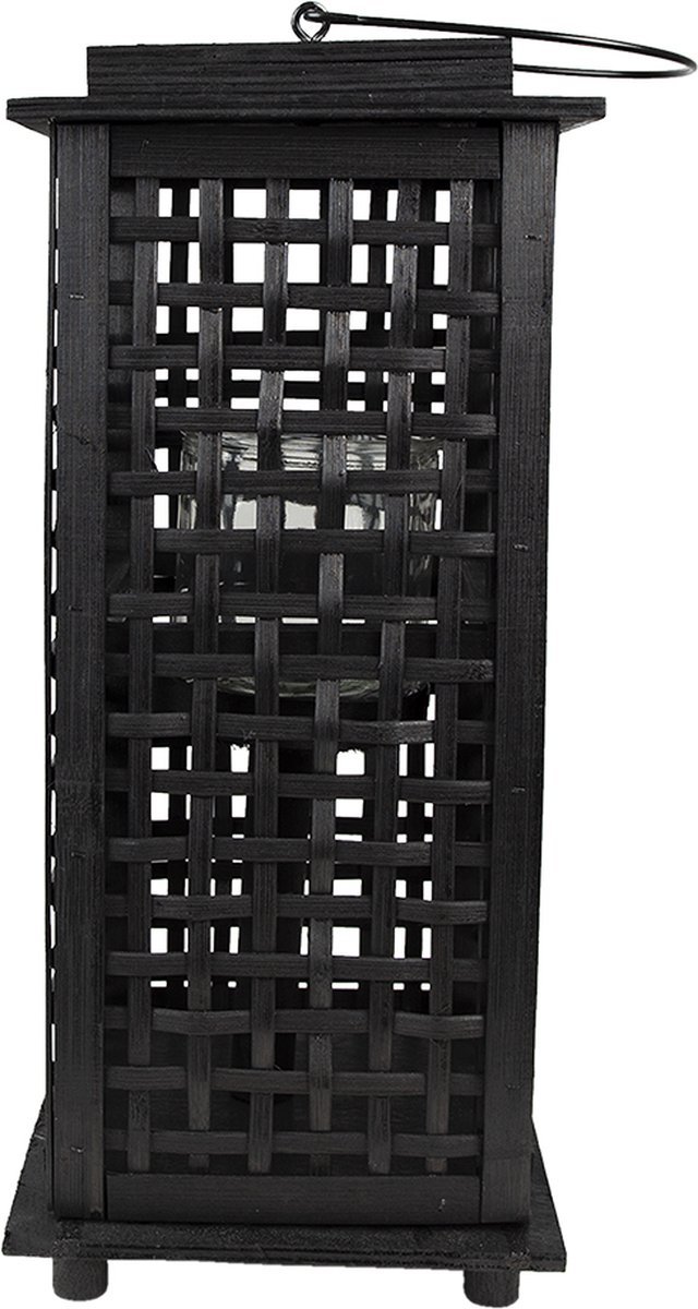 Clayre & Eef Windlicht 19x19x43 cm Bamboe Rechthoek - Zwart