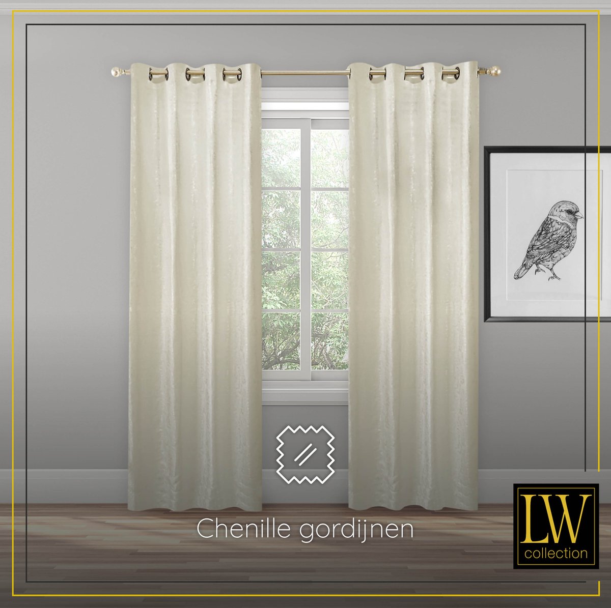 LW Collection Kant en klaar gordijnen wit 140x270cm