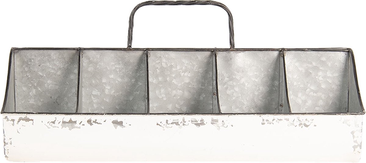 Clayre & Eef Vakkenbak 10 vakken 50x26x23 cm Wit Ijzer Rechthoek