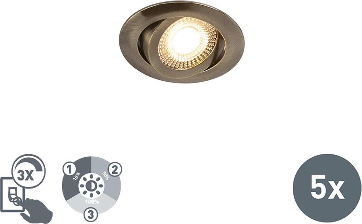 QAZQA LED Inbouwspot mio - Brons - Modern - D 84mm