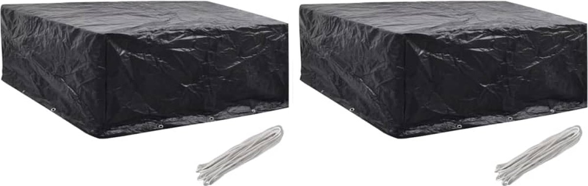 vidaXL Tuinmeubelhoezen 2 st 10 ogen 260x260x90 cm - Negro