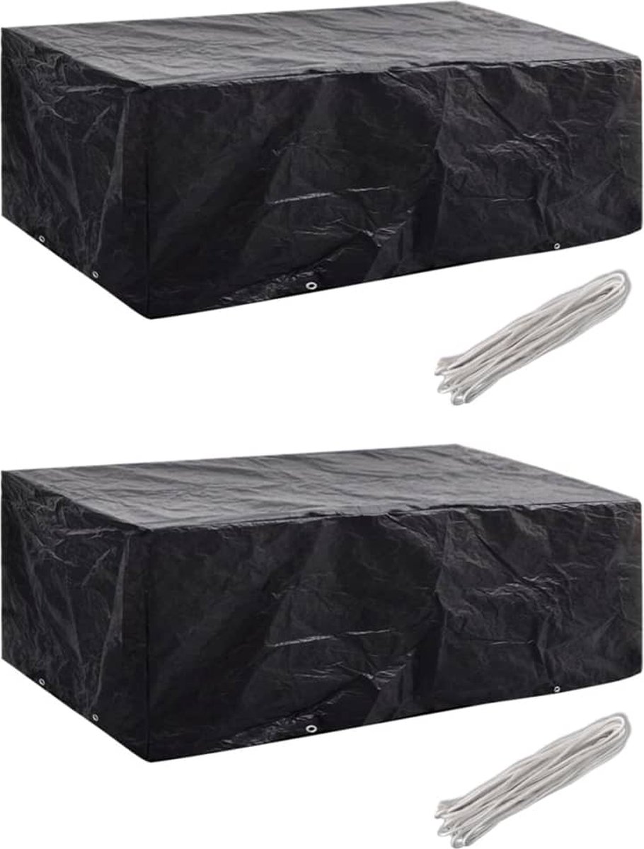 vidaXL Tuinmeubelhoezen 2 st 8 ogen 200x160x70 cm - Negro